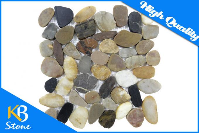 Teja de mosaico de piedra pulida teja del mármol de la piedra del guijarro del color de la mezcla para la decoración o el suelo de la pared